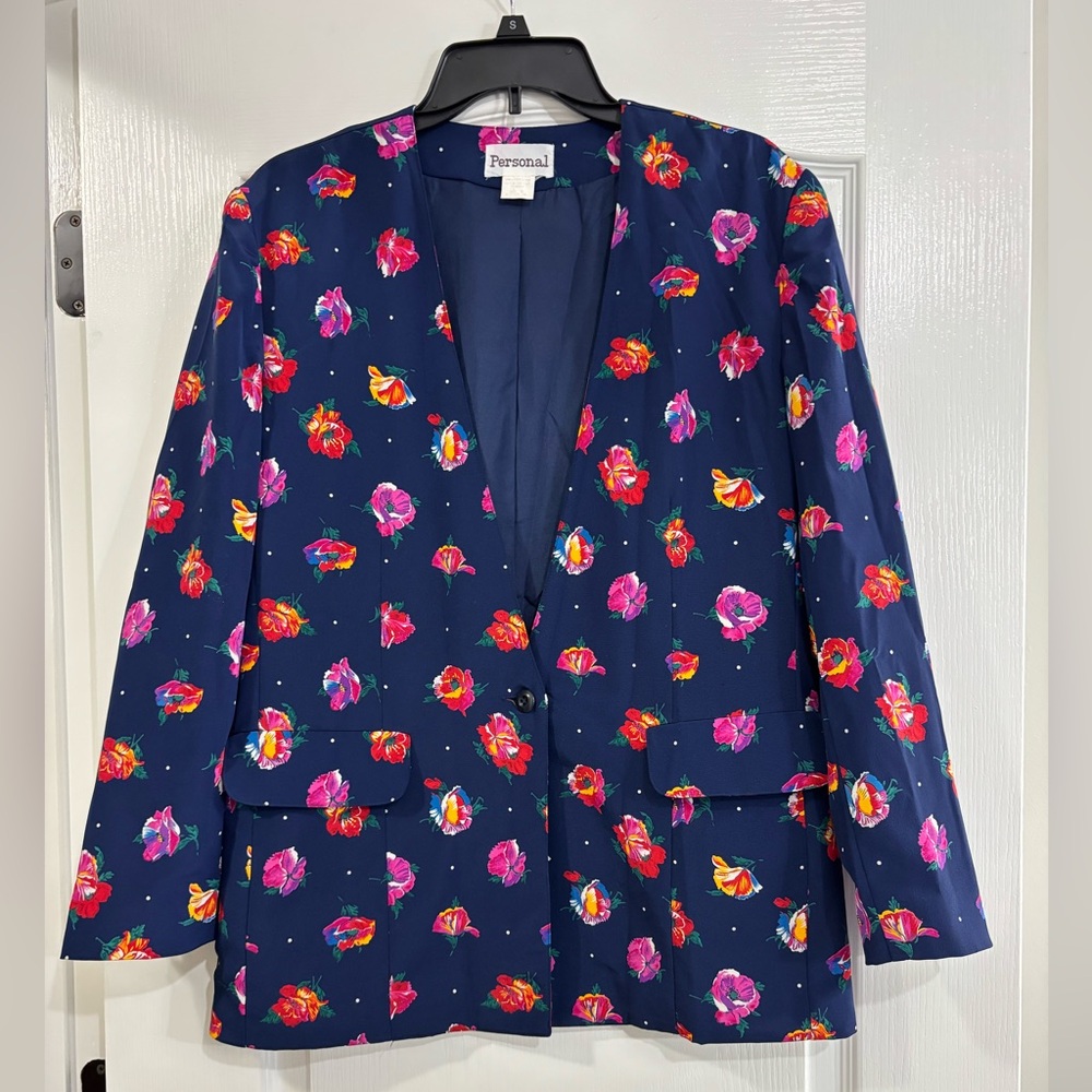 Vintage Persona by Marina Ronaldo Navy Floral Blazer, 10